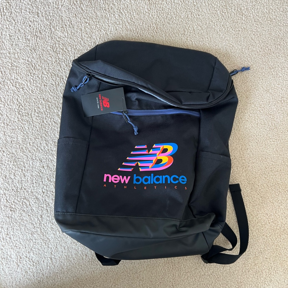 New Balance Black Backpack with Multicolor Logo